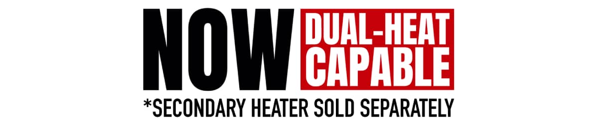 Image shows a sign indicating the Banks-Monster-Ram Intake Heater upgrade is dual-heat capable with the Banks secondary heater that is available and sold separately, to prevent the stock grid heater bolt failure with the Dodge Cummins-6.7L Liter engine, failure which can cause catastrophic engine damage.