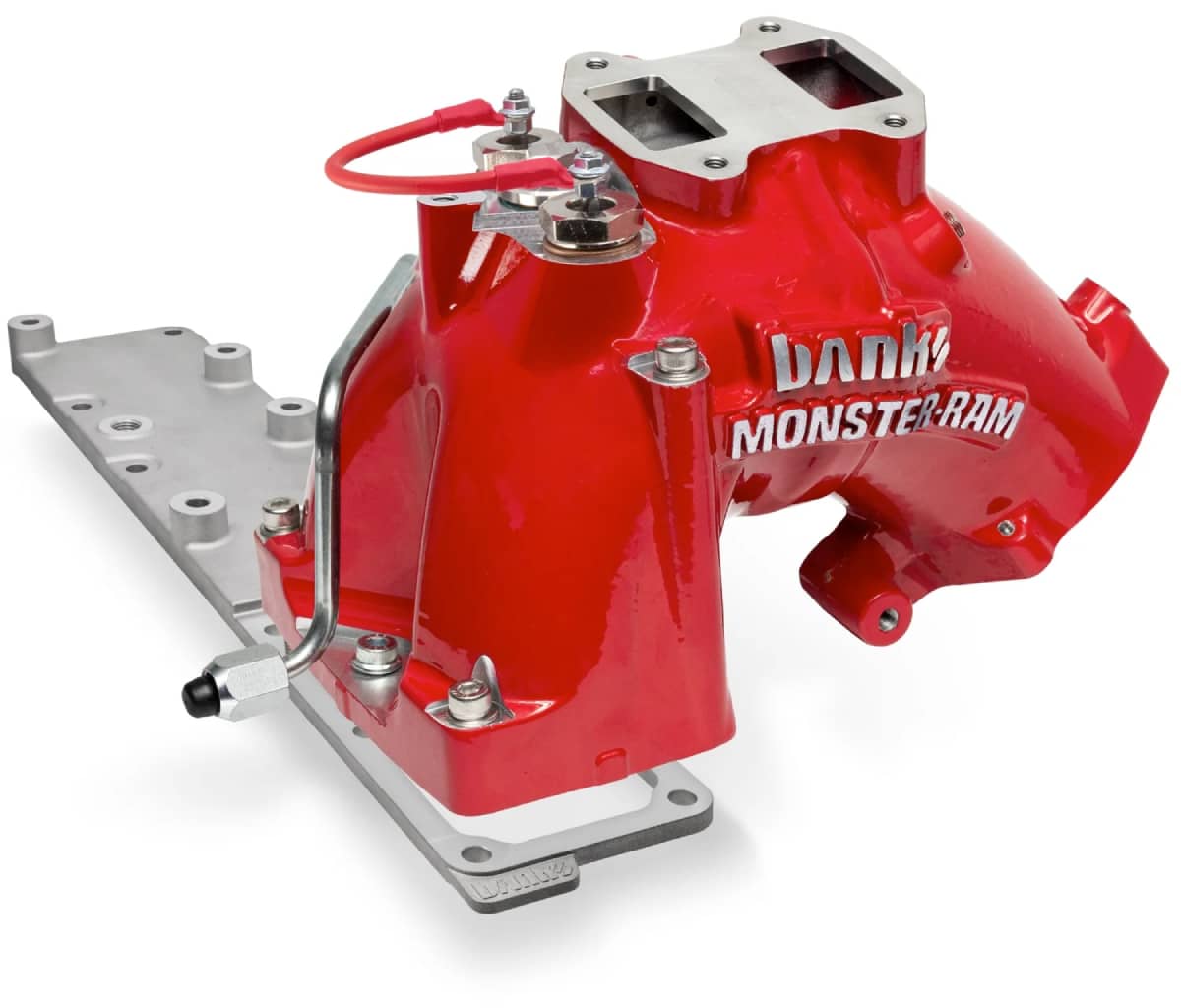 Image shows a picture of the Banks Monster-Ram Intake for those interested in the best intake replacement grid to prevent the Cummins 6.7 Liter grid bolt failure which often leads to catastrophic engine failure.